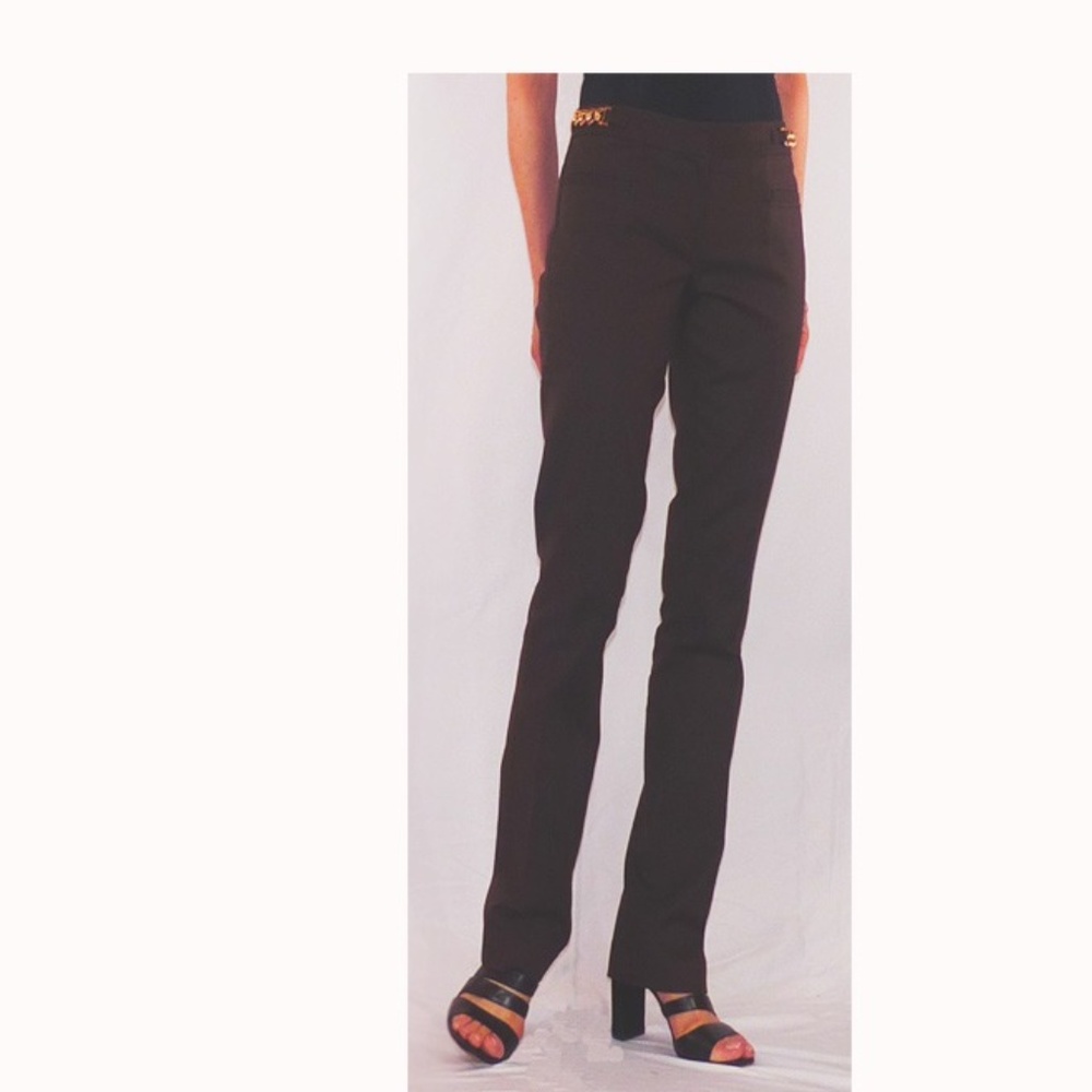 NWT Michael Kors Brown Pant with Gold Chain, 4